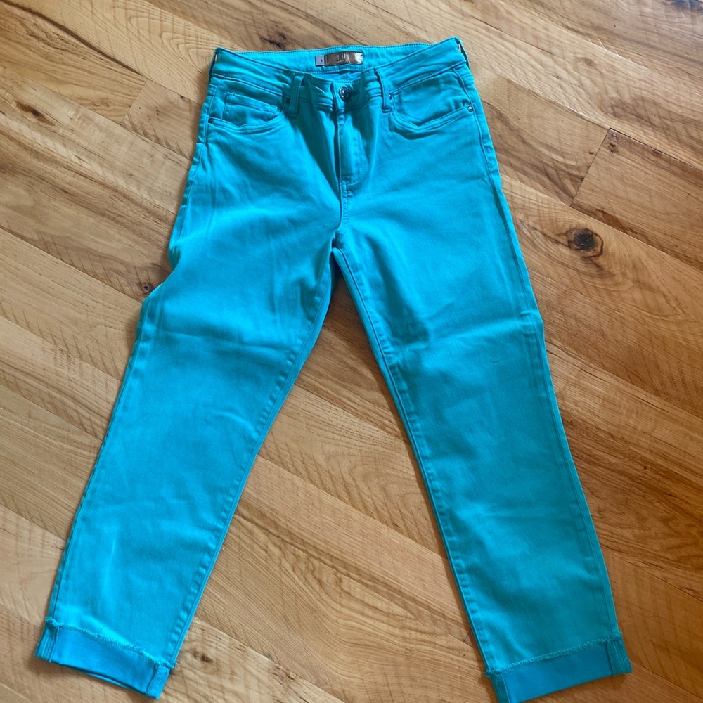 Kut from the Kluth Amy straight crop turquoise jeans pants